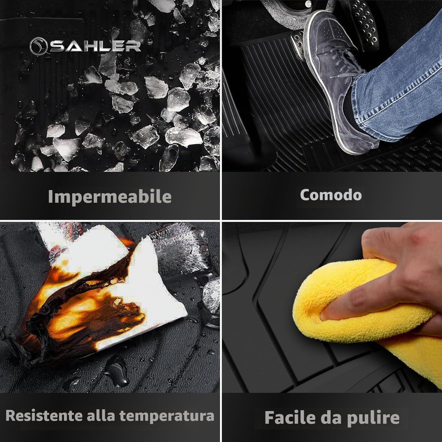 Sahler Tappetini per auto compatibili con Citroen E-C3 HB 2024-2026 | 4.5D Premium TPE gomma antiscivolo tappetini in gomma impermeabile auto tappetino nero