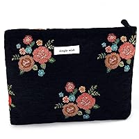 Vista 11 de Bolsa de maquillaje de flores para mujer, bonita bolsa de maquillaje para bolso, bolsa de cosméticos con cremallera, bolsa de cosméticos de lona