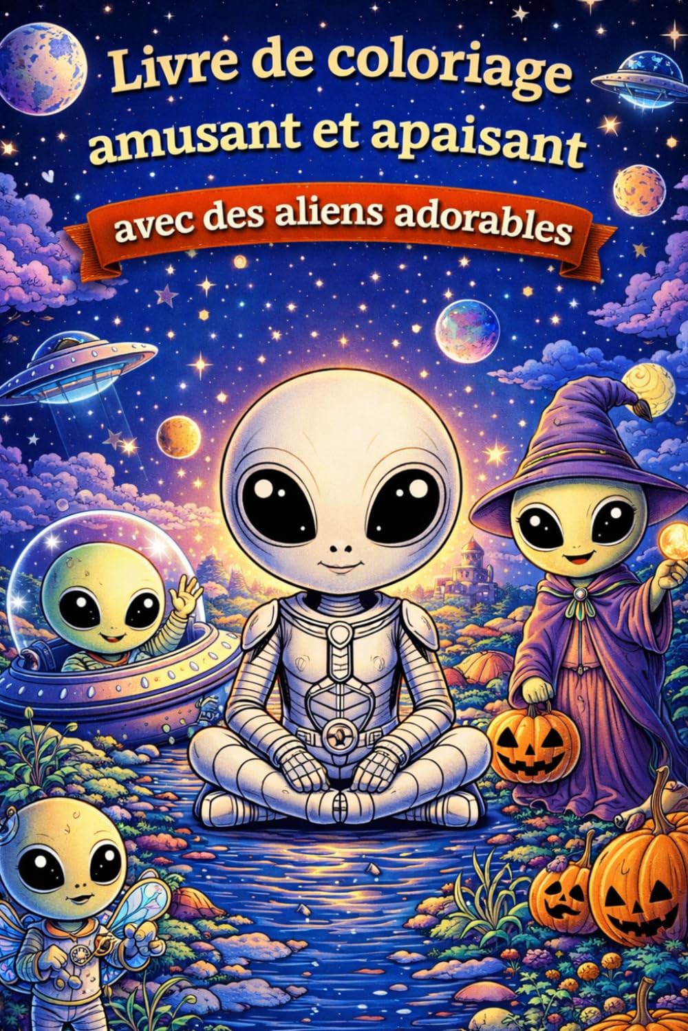 Livre de Coloriage Extraterrestre Fantaisie – 85 Créatures Mignonnes, Mondes Cosmiques et Illustrations Sci-Fi Relaxantes: Livre de coloriage amusant ... et des dessins détaillés pour enfants