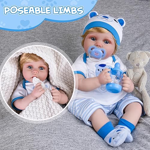 Miniatura 3 de Aori Lifelike Reborn - Muñecas de bebé recién nacido con peso de 22 pulgadas con oso conjunto de juguetes para niños