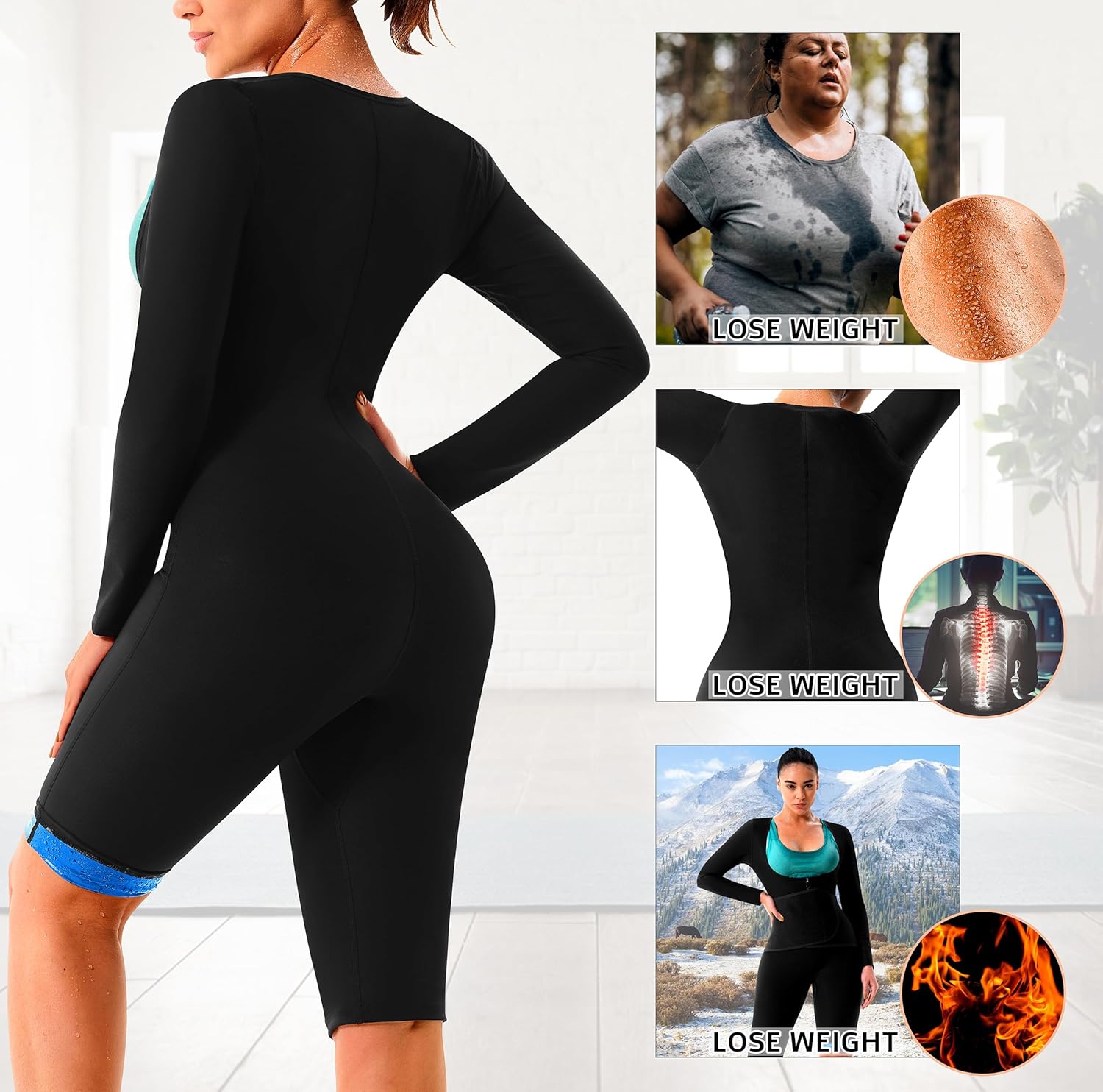 Women Suana Jumpsuit Sweat Waist Trainer Slimming Full Bodysuit - Image 2
