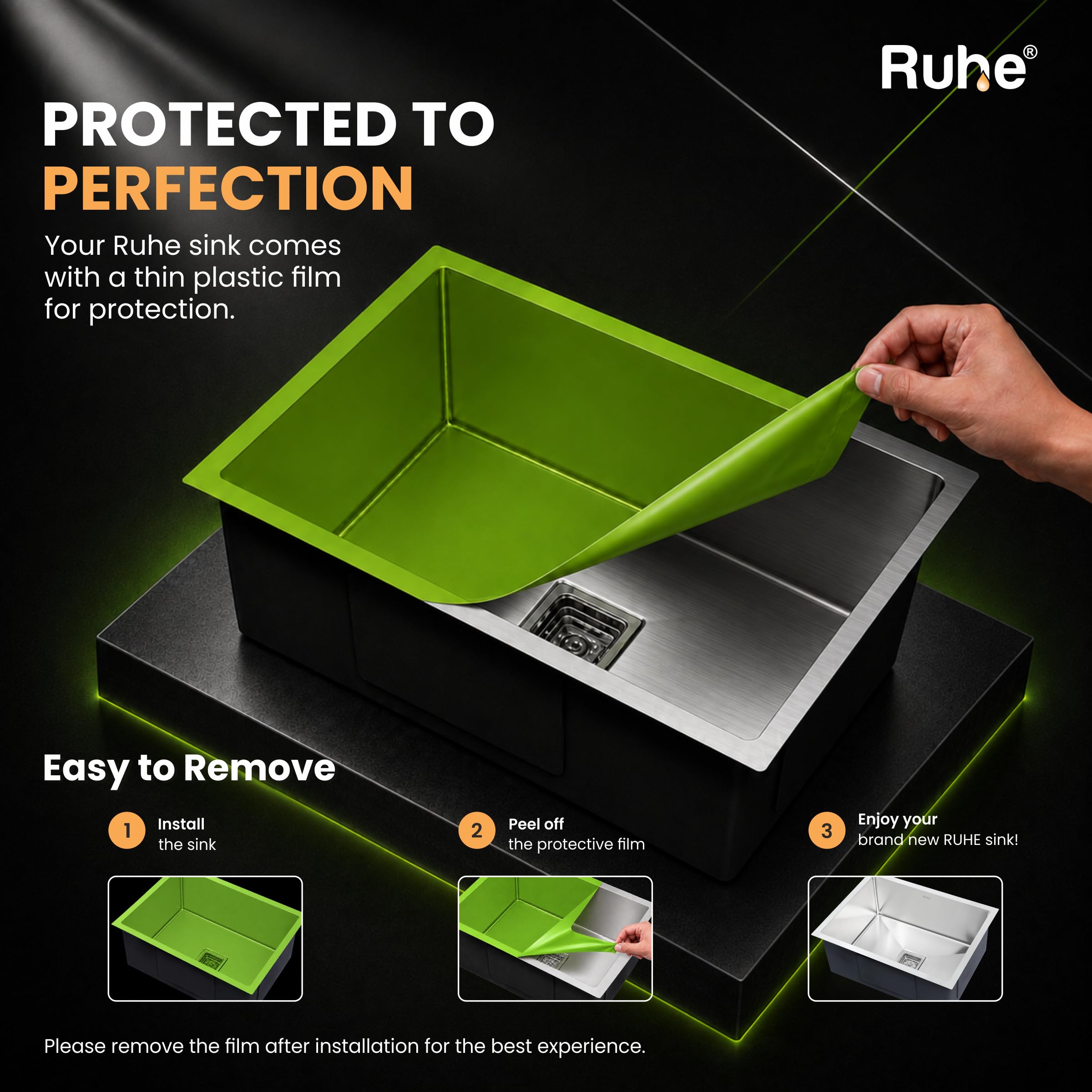 Ruhe Stainless Steel Kitchen Sink - 32" Handmade -8