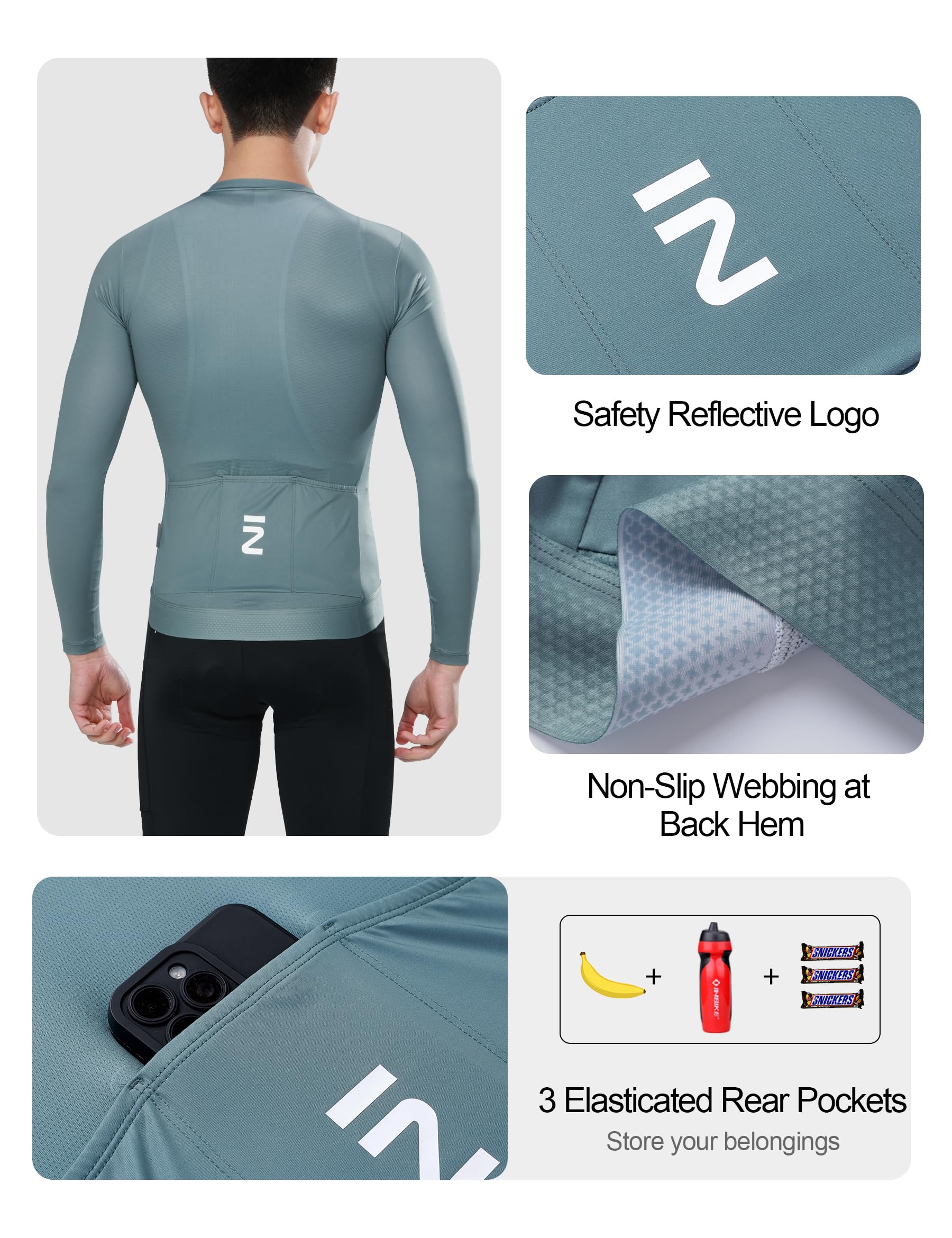 INBIKE Maillot Ciclismo Hombre Manga Larga UV-Protect Transpirable Elástico JK282