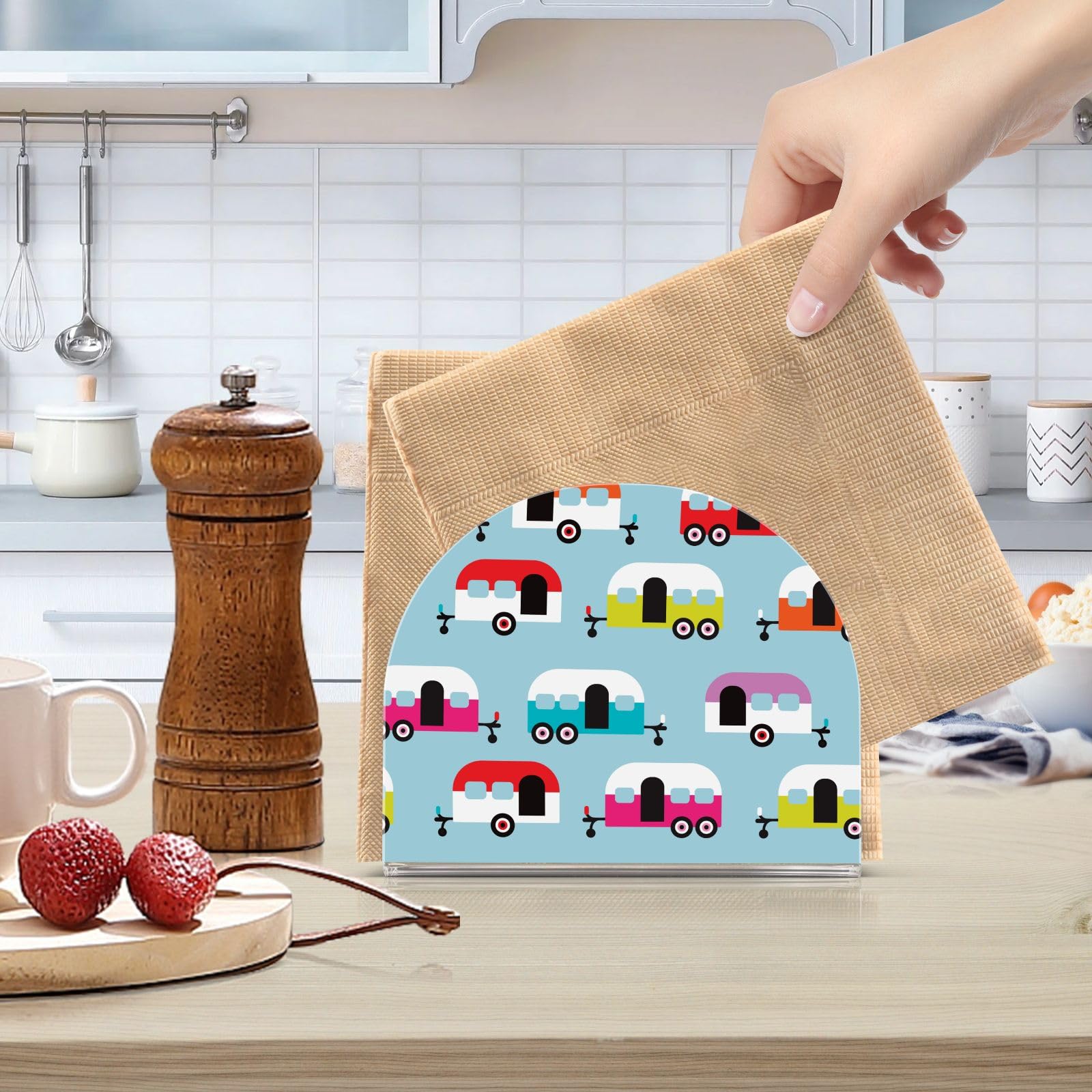 SUABO Happy Camper Serviettenhalter – Acryl-Spender Für Tisch & Küche