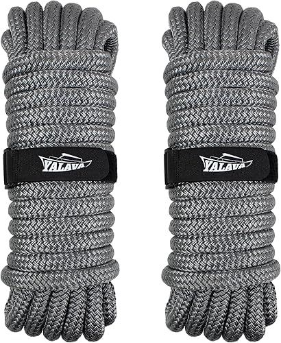 Dock Lines - Líneas de muelle de cuerda de nailon para barcos de doble trenzado, paquete de 2 unidades de 25 y 35 pies, accesorios para barcos