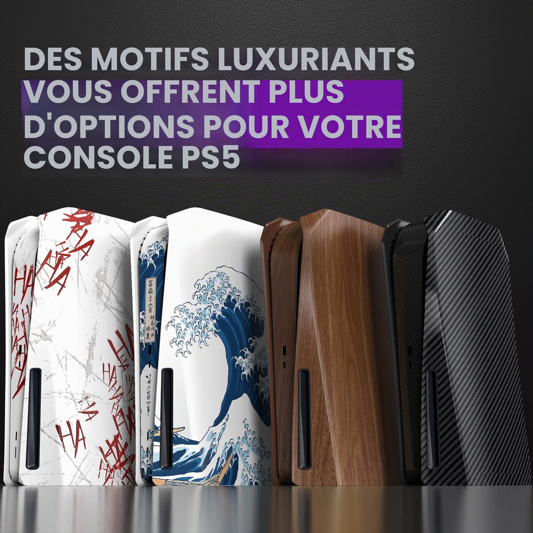 eXtremeRate eXcover Façades pour ps5 Console, Coque de Remplacement pour ps5 Console Disc Edition, Plaque Avant Arrière pour ps5 Console Disc Edition, La Grande Vague de Kanagawa