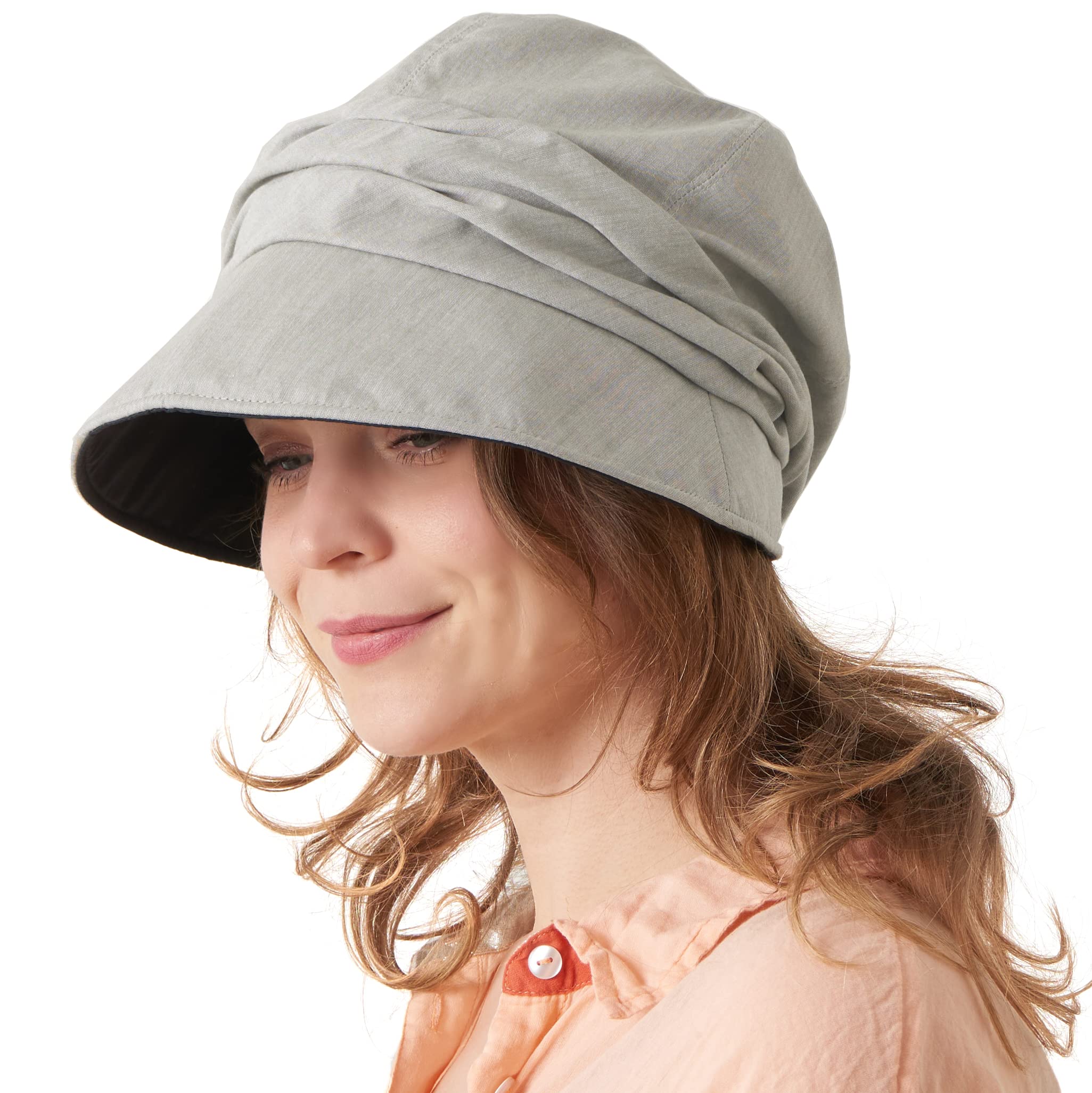 CHARM Cappello da Sole Donna Estivo, Berretto A Tesa Larga Newsboy 100% in Cotone Organico, Protezione SPF
