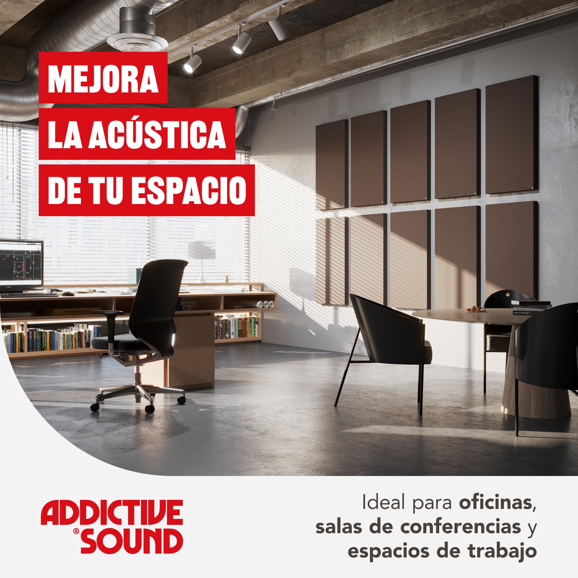 Addictive Sound Panel acústico de pared Standard, Absorbente acústico calidad de estudio con lana acústica, Clase A, fabricado en la UE, kit pared/techo, 100 x 50 x 11 cm, 7 kg, Light Grey
