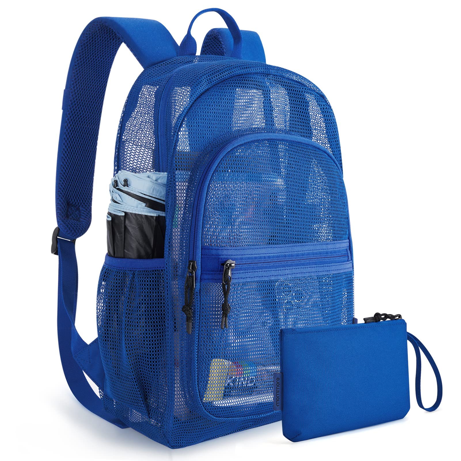 mommoreMesh Backpack with Reinforced Padded Straps Heavy Duty See Through Backpack for Diving, Working, Travelling, Beach, Gym, Black