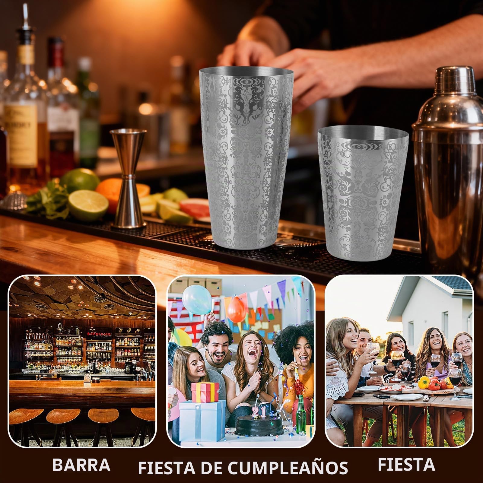 Coctelera, Coctelera para Bebidas Coctelera Boston de Acero Inoxidable Juego de Coctelera para Bartenders Coctelera para Martini para Bartending y Home Bar