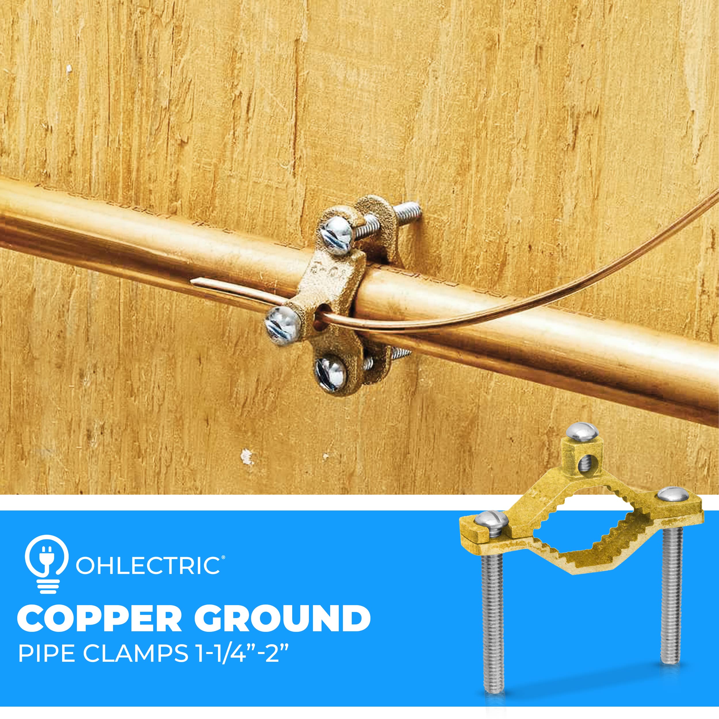 VoltVeera UL Listed Copper Grounding Pipe Clamps - 1?? To 2 Inch Size (5 Pack)