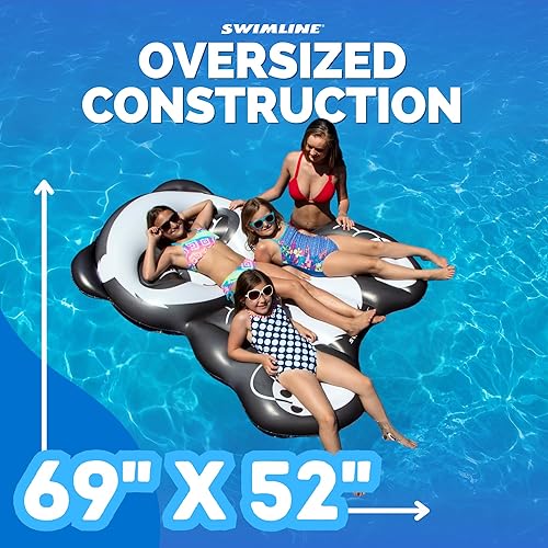 Miniatura 5 de Swimline Flotador inflable de panda para piscina, negroblanco, 71"50"8"