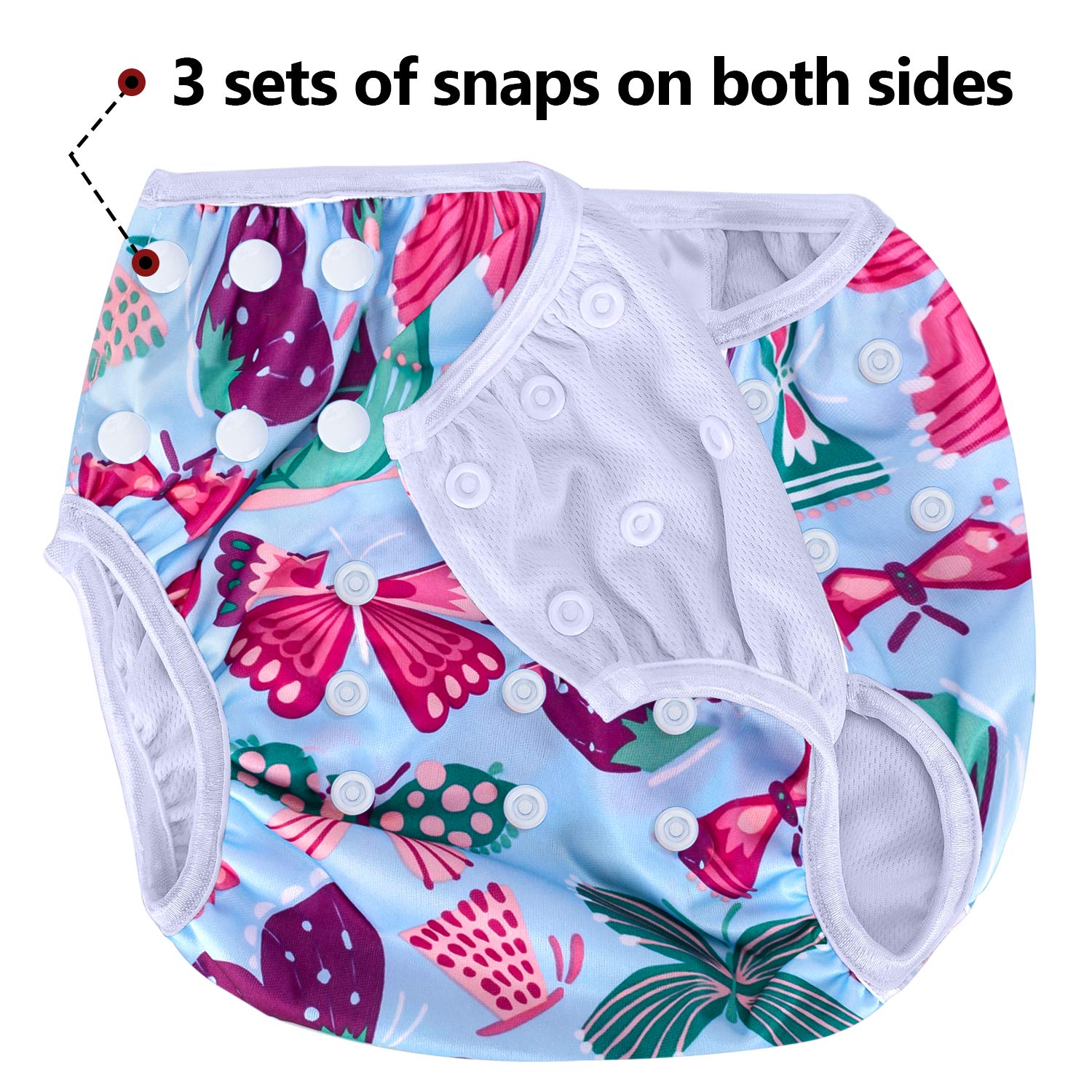 Luxja Couches de Bain, Bébé Maillot de Bain 2PCS, Lavable, Réutilisable, Ajustable, Pour les enfants de 0-3 Ans, Flamingo + Papillon