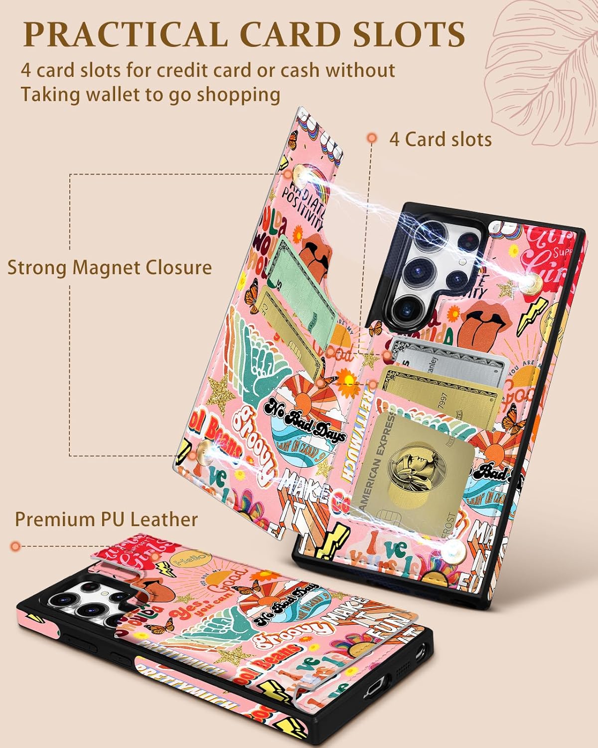 Shorogyt for Samsung Galaxy S22 Ultra Wallet Case with Card Holder - Designer Christian Collage Kickstand Magnetic Clasp Back Flip Folio Leather Phone Cases for S22 Ultra for Women Men Girls - Image 3