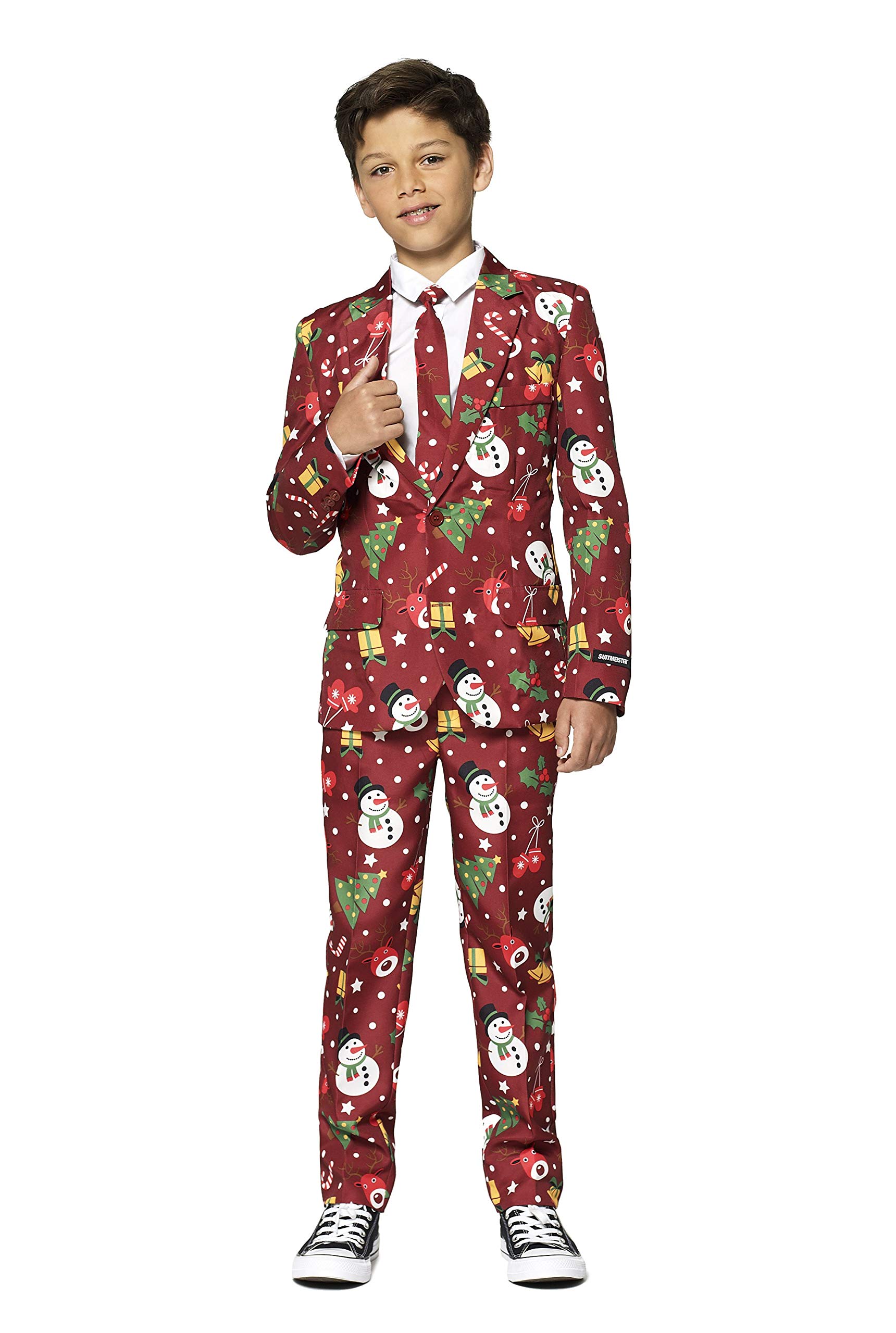SuitmeisterBoys Christmas Suit - Fun Ugly X-Mas Clothes with Real Lights- Includes Blazer, Pants - Tie