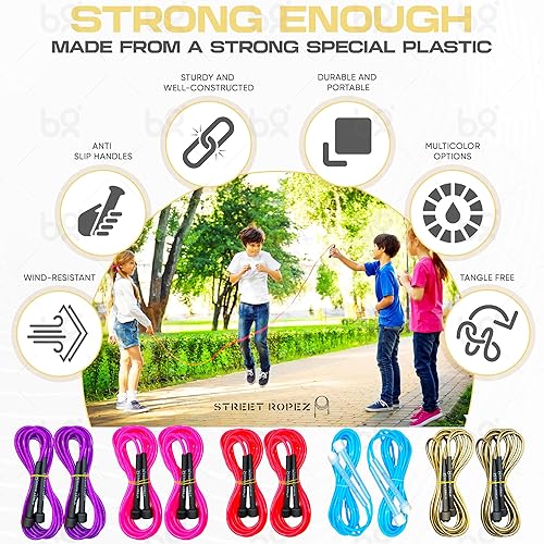 Miniatura 3 de Royalty - Cuerdas de salto holandesas dobles (juego de 2), longitud perfecta de 14 pies, sin enredos, peso pesado, sin necesidad de doblar, para