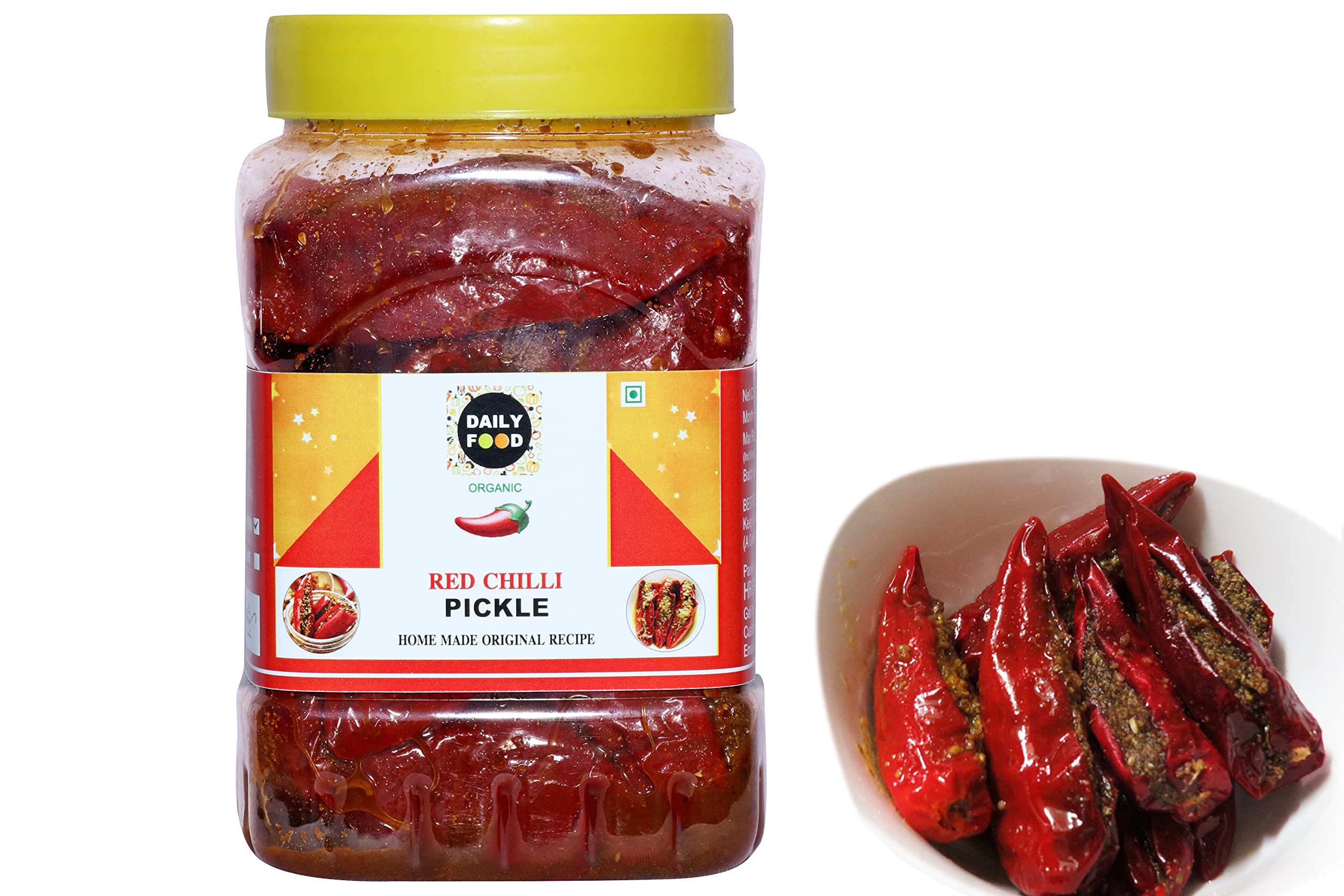 DAILY FOOD Homemade Organic Natural Bharva Red Chili Pickle Lal Mirch Ka Achar (800gm)