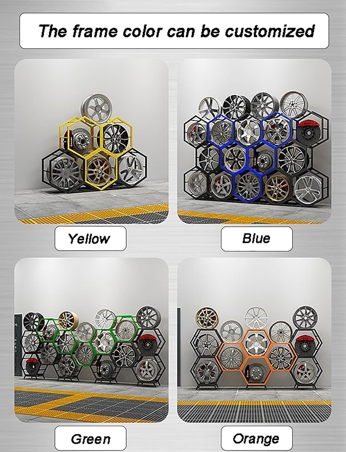 タイヤディスプレイラック リム タイヤラック ガレージ用 ホームトレードショー 自動車修理工場 フロアスタンディング