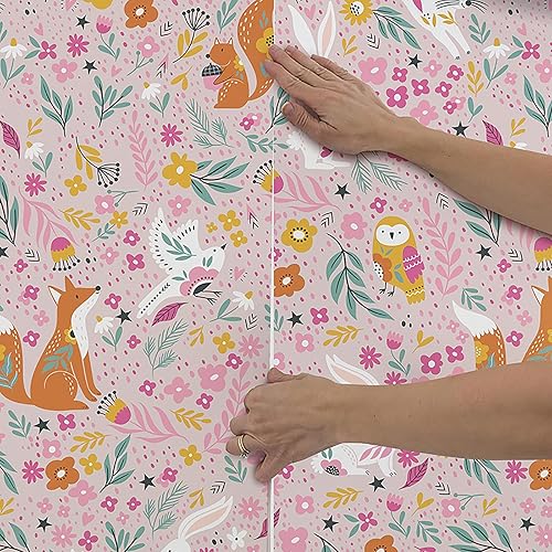 Miniatura 6 de Papel tapiz autoadhesivo para despegar y pegar, dibujos de animales, papel tapiz de vinilo extraíble para decoración de dormitorio, baño, pared del