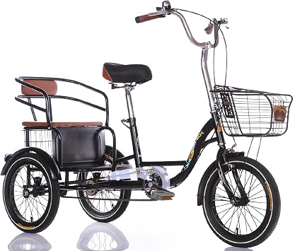 Adult Tricycle Elderly Humanized Beach Cruiser for Women Men 1 Speed 14 Inch 3 Wheel Humanized Cruiser Tricycle Unisex