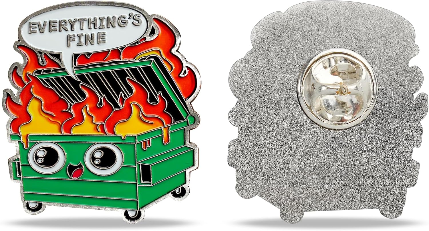 Dumpster Fire Lapel Pin – Funny Enamel Pins for Men and Women‘ Clothes, Bags, Gifts, & Accessories