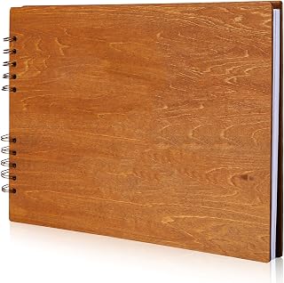 Glenmal Graduation Wood Guest Book Rustic Grad Gifts Wood Scrapbook Photo Album Hardcover Photo Guest Congratulatory Message Book with 80 Blank White Pages for Graduation Party(Class of 2026)