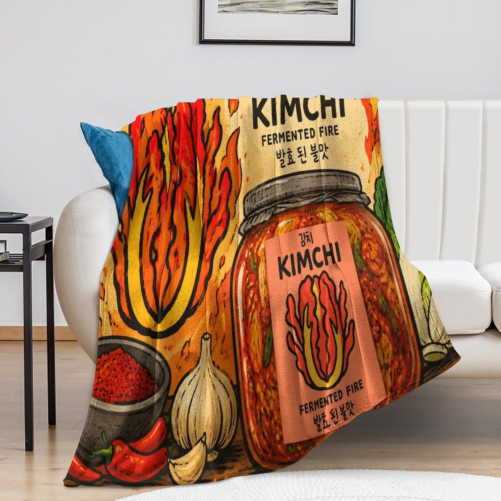 Kimchi Fermented Fire Poster Kuscheldecke für Zuhause