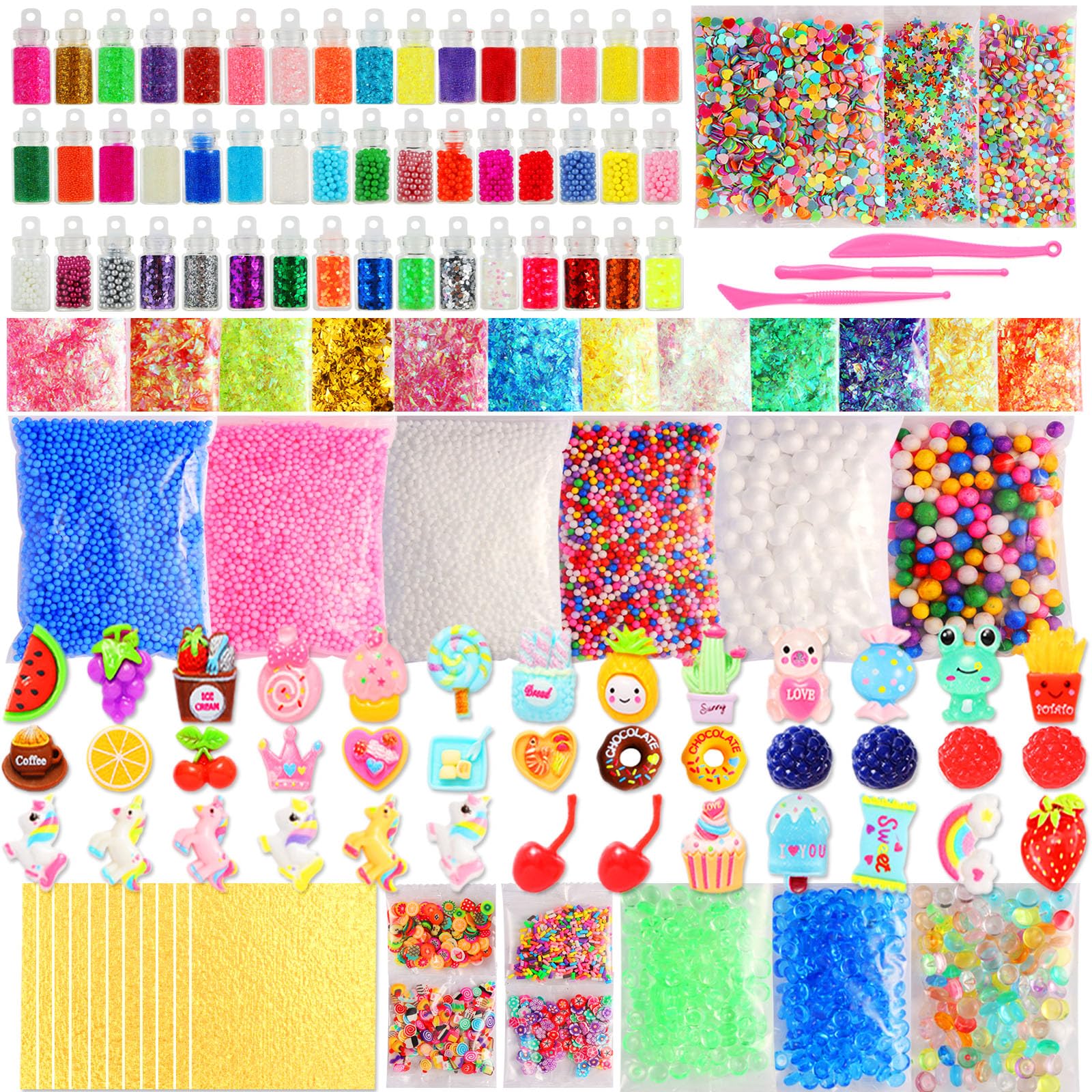 160 Pack Slime Supplies Making kit for Kids - Slime Mix Ins Accessories Include Slime Charms, Foam Balls for Creative Slime Making