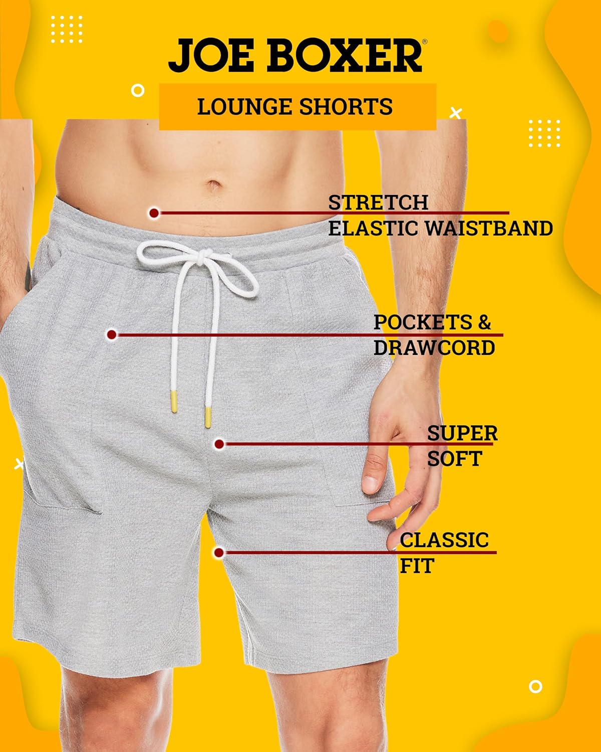 JOE BOXER Mens Lounge Shorts with Pockets, Moisture-Wicking Mens Pajama Shorts, Sweat Shorts Men with Drawstring - Image 2