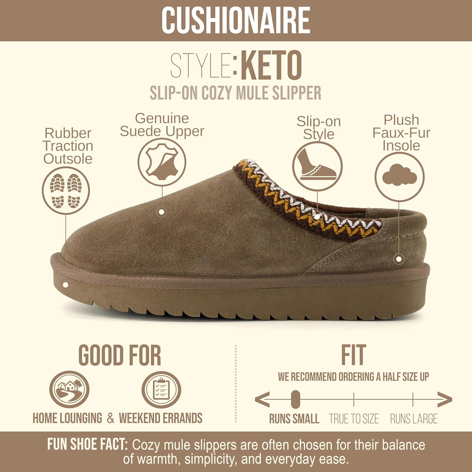CUSHIONAIRE Keto Womens Slippers Slip-On Suede Mule Slipper - Cozy & Stylish, Memory Foam & Faux Fur Lining, Wide Widths Available - Image 4