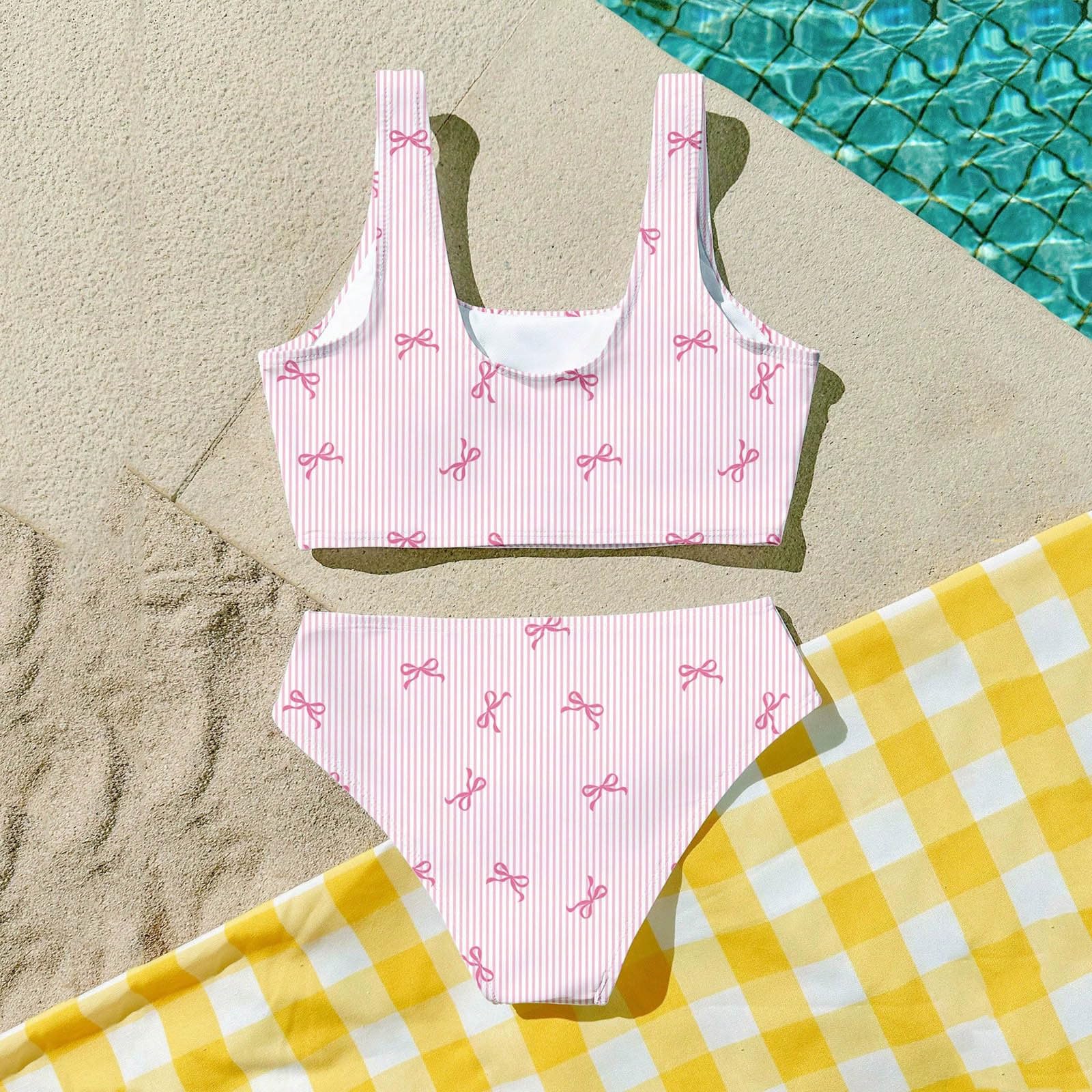 Traje de baño triángulo para niña con falda, traje de baño de dos piezas para niñas, bonito bikini con tirantes, tankini de verano con estampado floral para adolescentes, adolescentes y estudiantes en