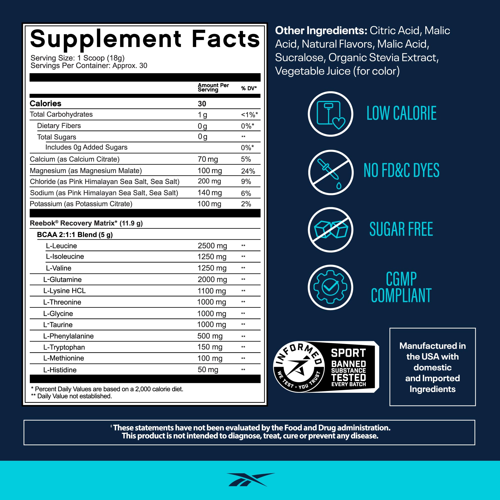 Reebok BCAA Amino Acids + Electrolytes, 30 Servings, Strawberry Lemonade — Amazon image 2