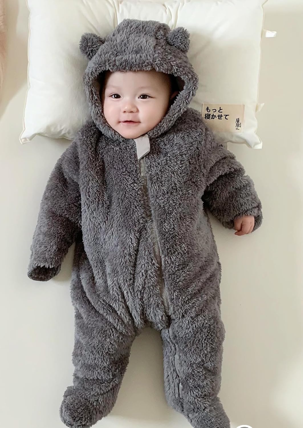 Newborn Pajamas Baby Bear Fleece Romper Hooded Winter - Main Image