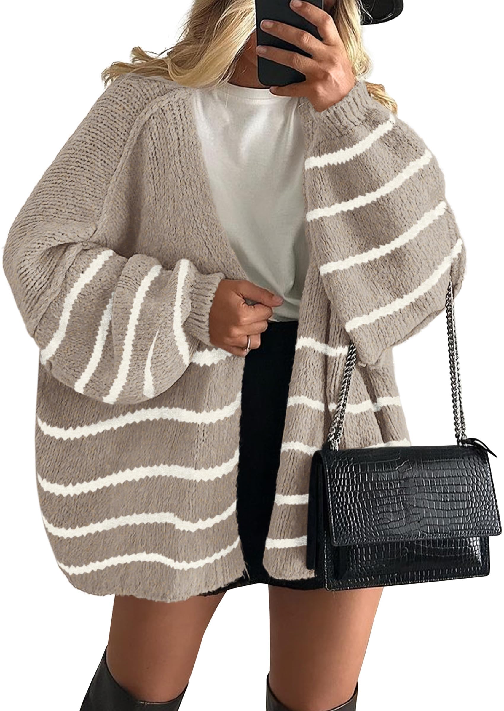 PRETTYGARDEN Womens Open Front Oversized Cardigan Sweaters