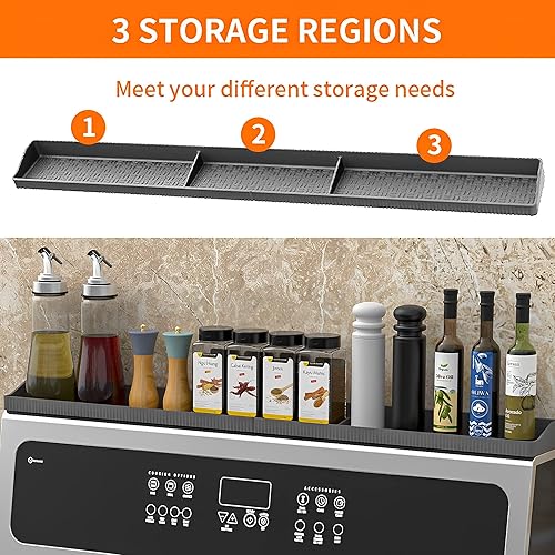 Miniatura 6 de Estante magnético superior para estufa, estante de especias de silicona de 30 pulgadas, organización del hogar para cocina (gris)