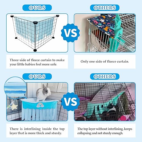 Miniatura 32 de Escondite de conejillo de indias, lindo conejillo de indias esquinero de forro polar con cortina de 3 lados, hamaca de conejo de juguete y cama