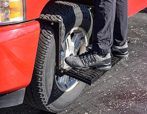 Miniatura 6 de JEGS Escalón de rueda para camioneta/SUV | Capacidad de 300 libras | Revestimiento en polvo negro | Ajustable | Se pliega para almacenamiento |