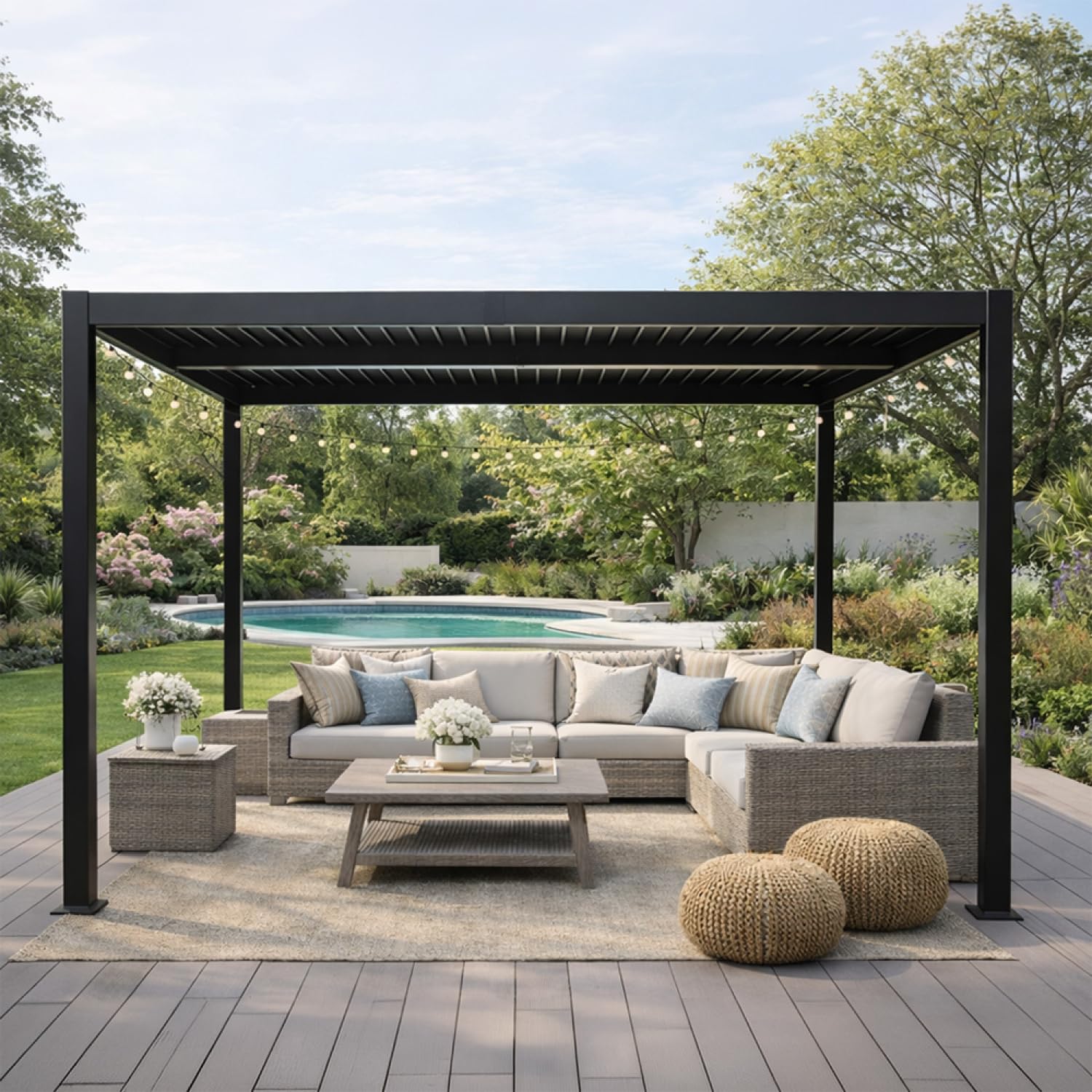 Pergola Bioclimatique CORFU Noir 3x3 m
