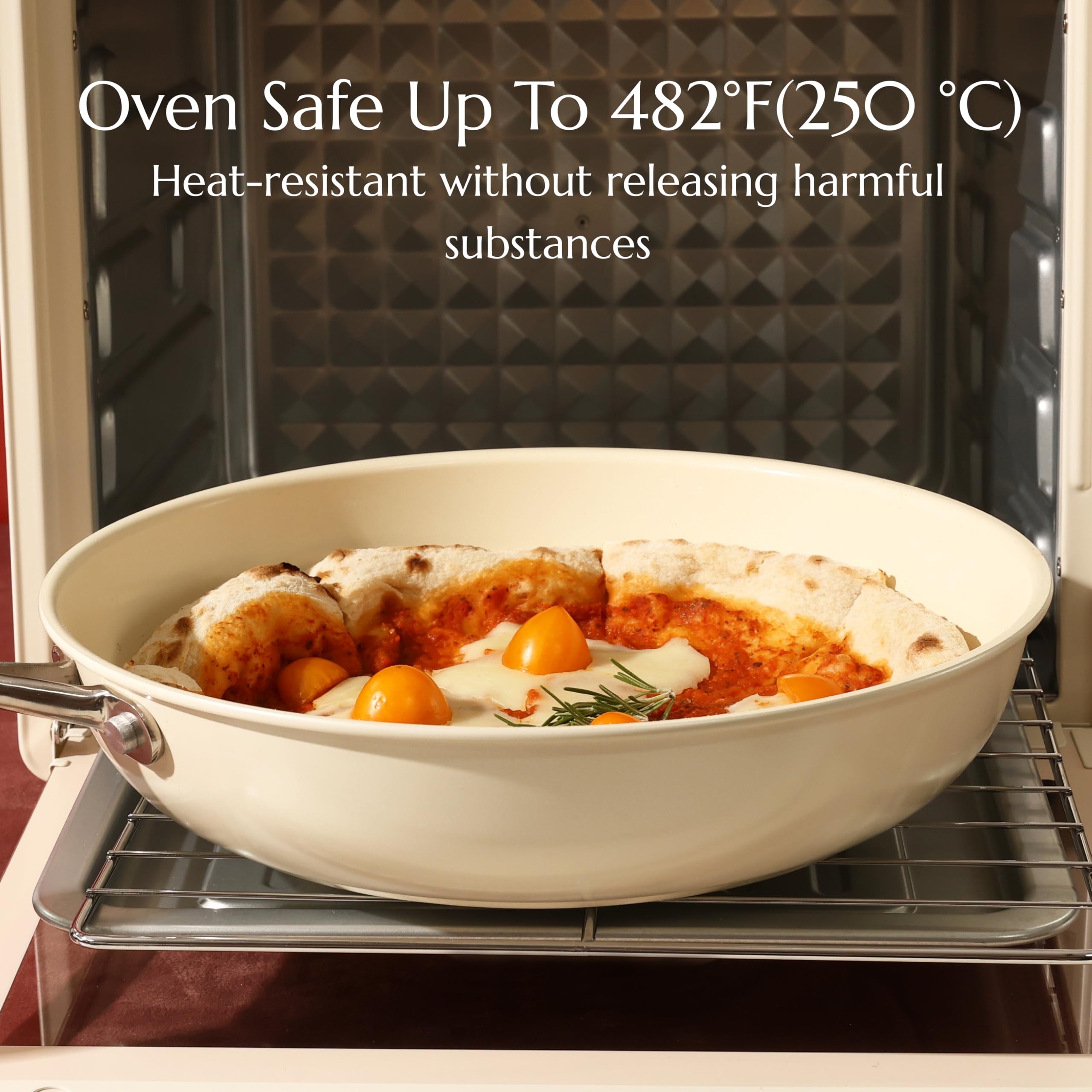 UUKRAVE Set di padelle in ceramica a induzione, antiaderenti, 20, 24, 28 cm, per tutti i piani cottura, senza PTFE, senza PFAS, senza PFOA, adatte a induzione, per forno, lavabile in lavastoviglie