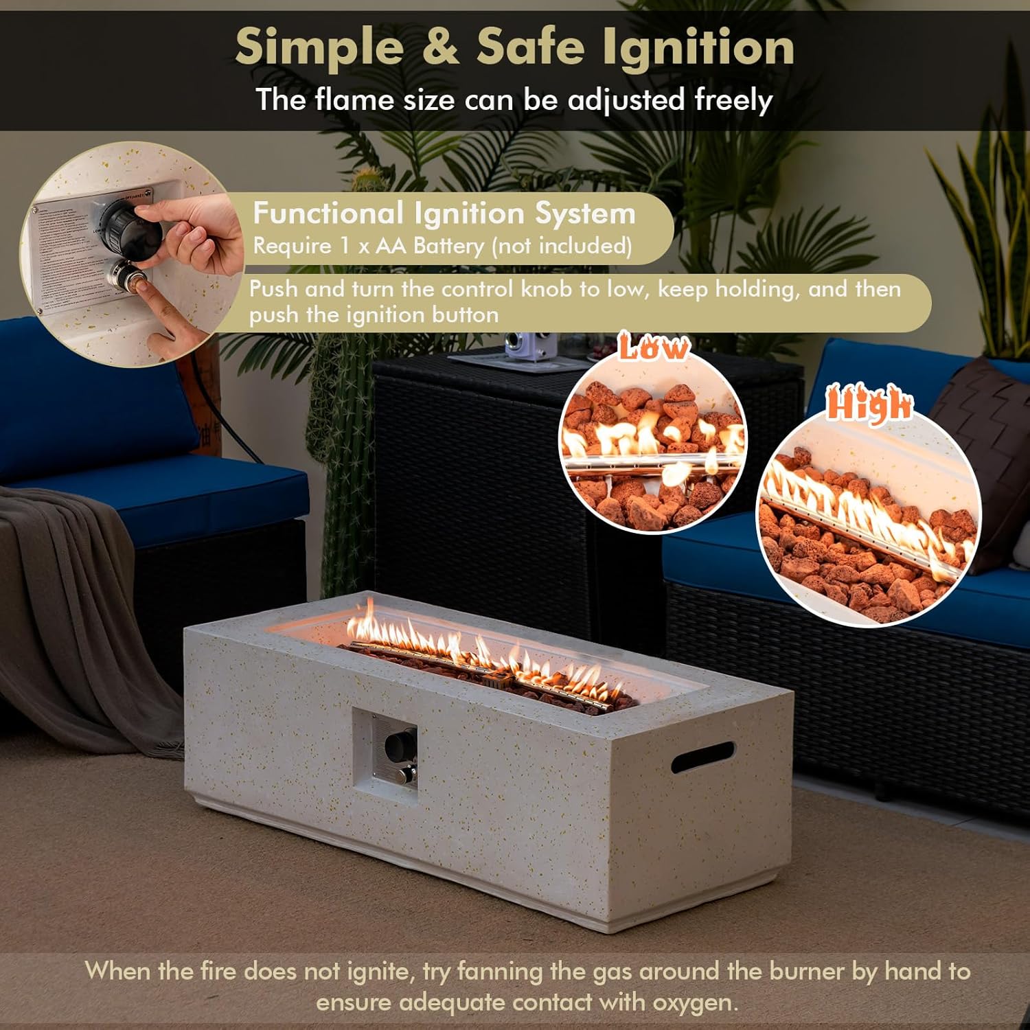 Giantex Propane Fire Pit Table, 50,000 BTU Terrazzo Gas Fire Table w/Simple Ignition System & Stainless Steel Burner, Protective PVC Cover, CSA Certified, 42" Outdoor Firepit for Patio, Yard, Garden