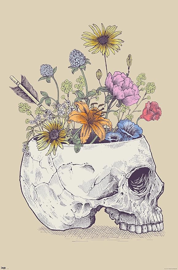 Trends International Rachel Caldwell - Flower Skull Wall Poster, 22.375