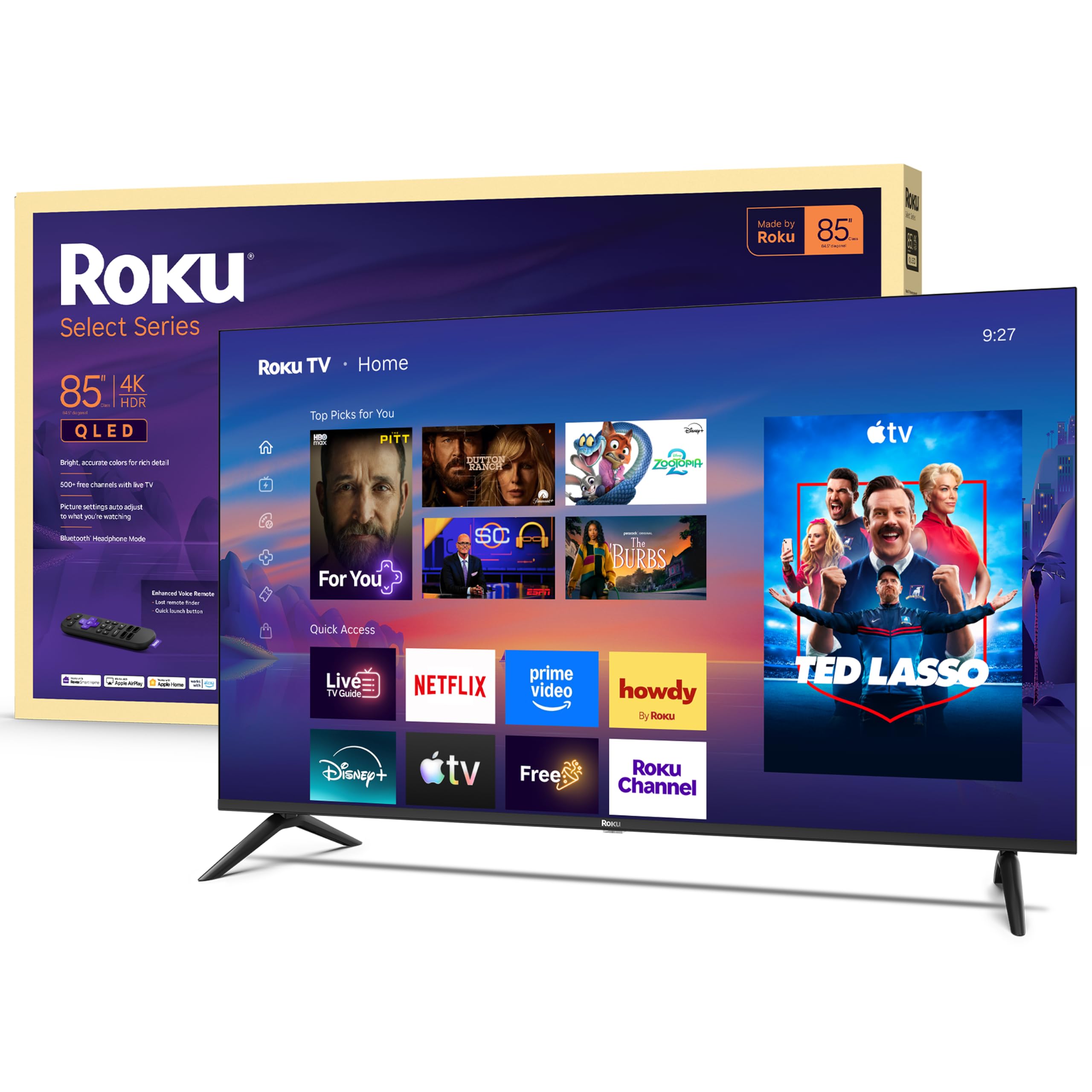 Roku 85-Inch Select Series Smart TV 2026-4K QLED TV - Roku TV