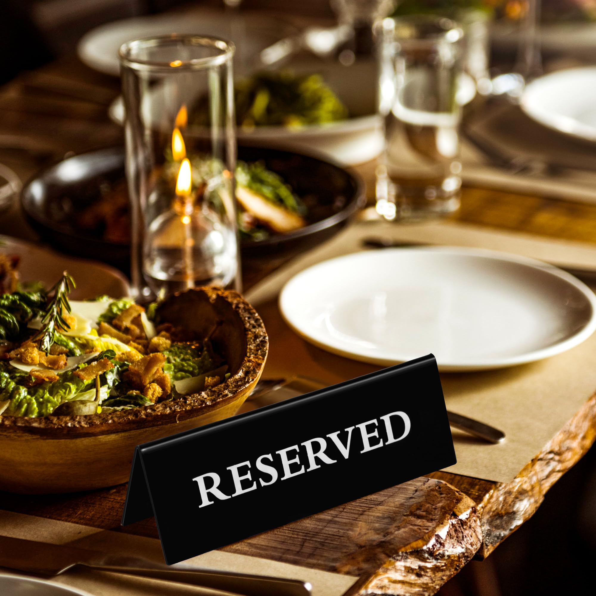 Letreros Reservados Doble Cara Letreros de Mesa Reservados de Acrílico para Mesa Boda Fiesta Restaurante Eventos 8 Piezas Negro