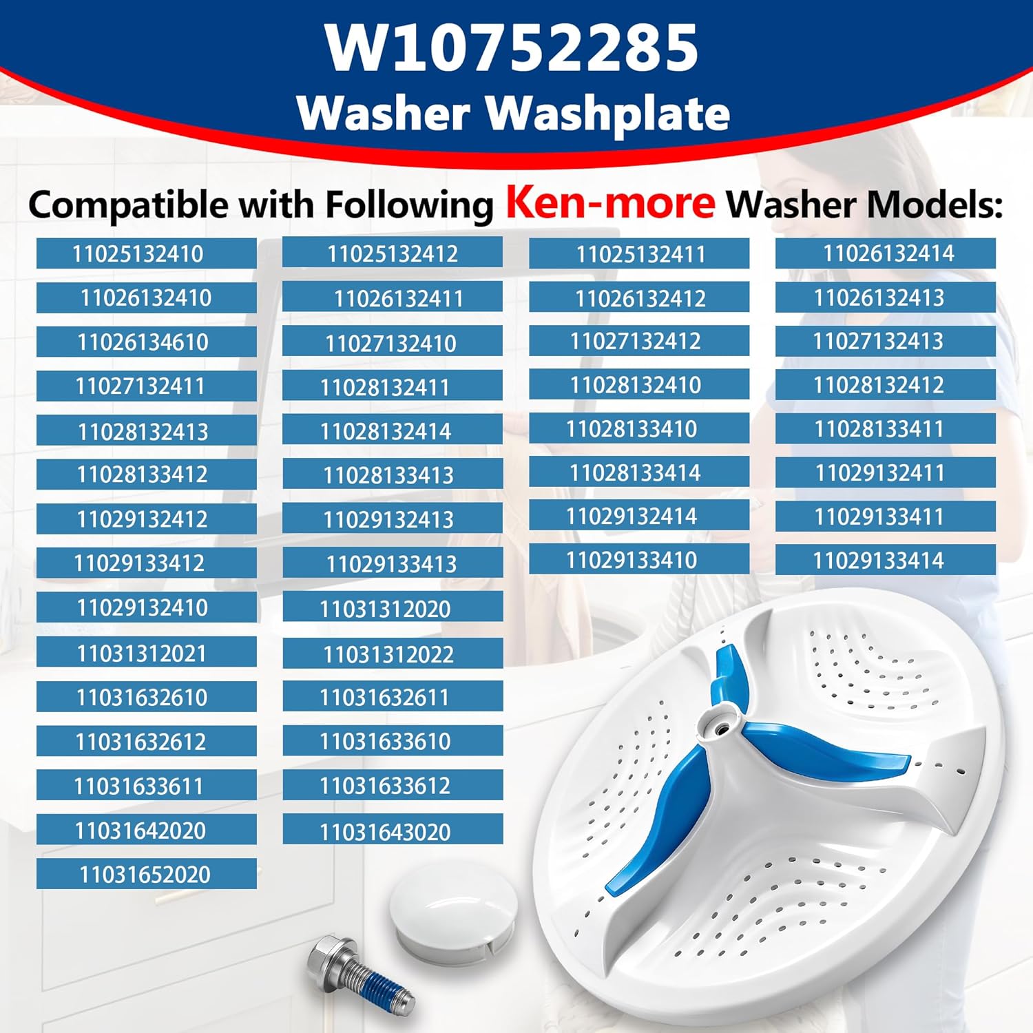 W10752285 Washer Washplate Fit for Ken-more Replace W10609478 W10723577 W10834904 W10840269 W10885627 W11184042 W11249151 AP5956379 PS10064550 EAP10064550 3452758