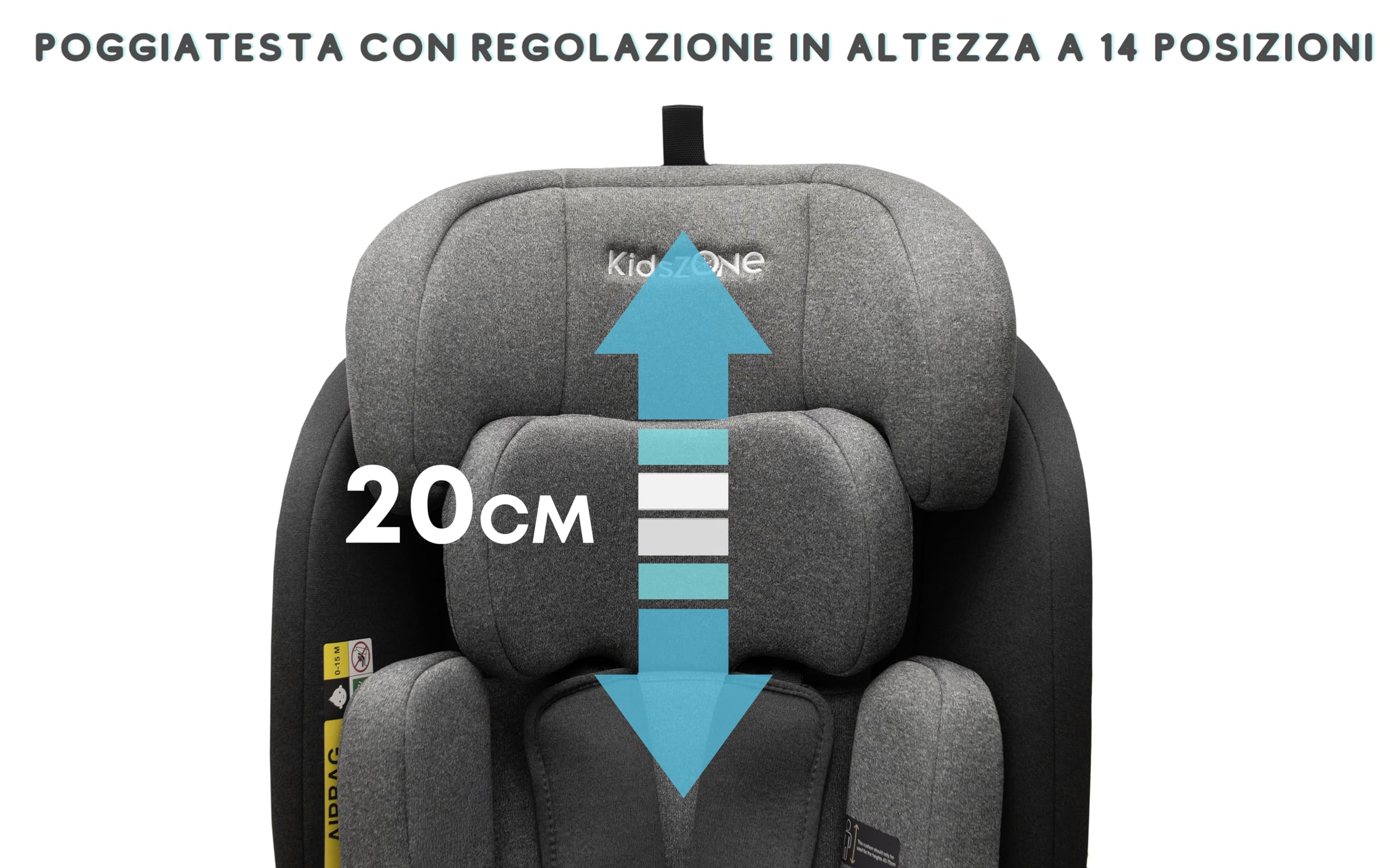 Seggiolino Auto senza Isofix 0-36 kg i-Size (40-150 cm) - Seggiolino Auto Gruppo 0/1/2/3 - Regolabile in Altezza, Reclinabile 4 posizioni
