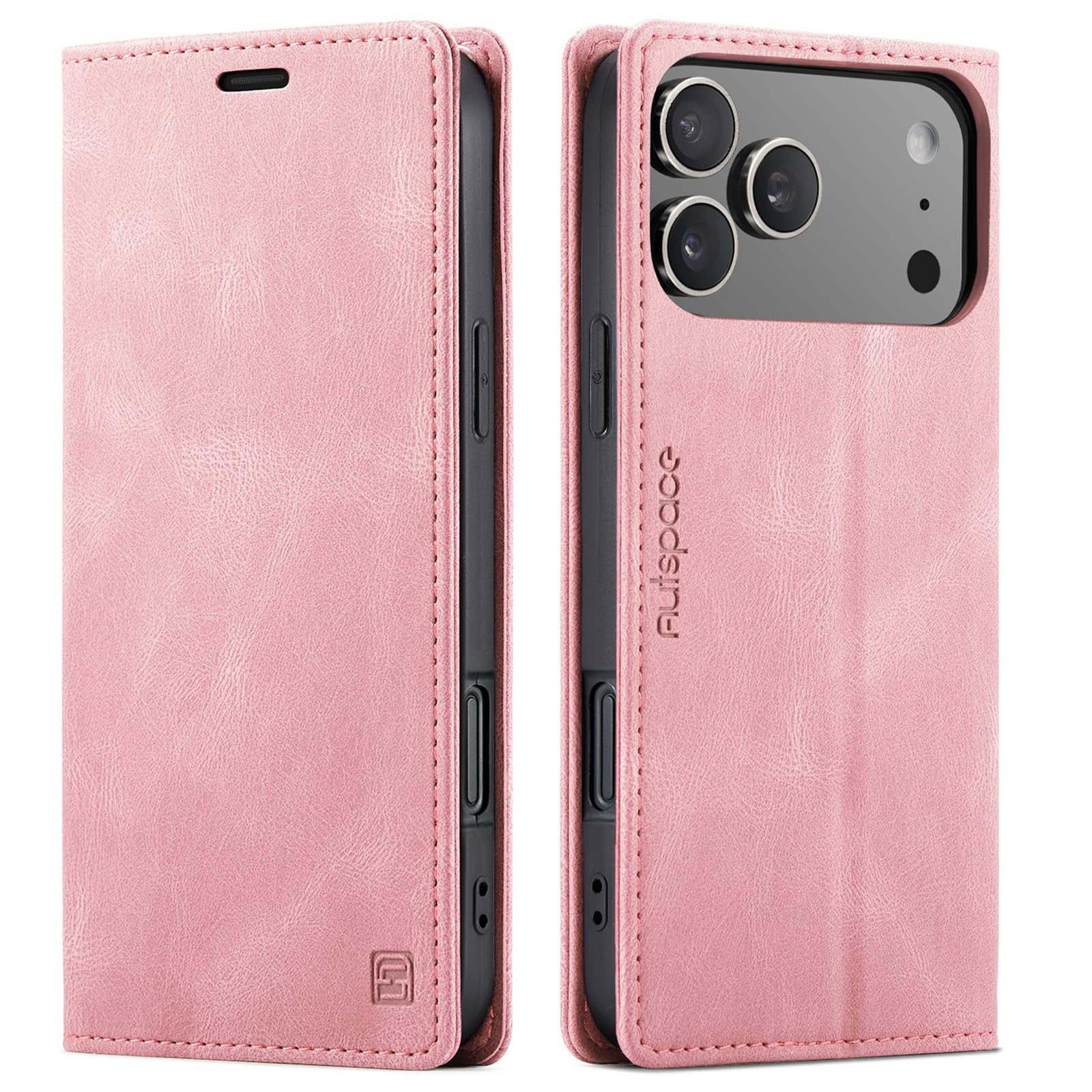 適合アイフォン17 Pro Max ケース 手帳 適用iPhone17pro maxケース手帳型 case RFID磁気防止 スキミング防止 肌感レザー 財布型 カード収納 スタンド機能 薄型 360度保護 耐衝撃 高質感 ピンク