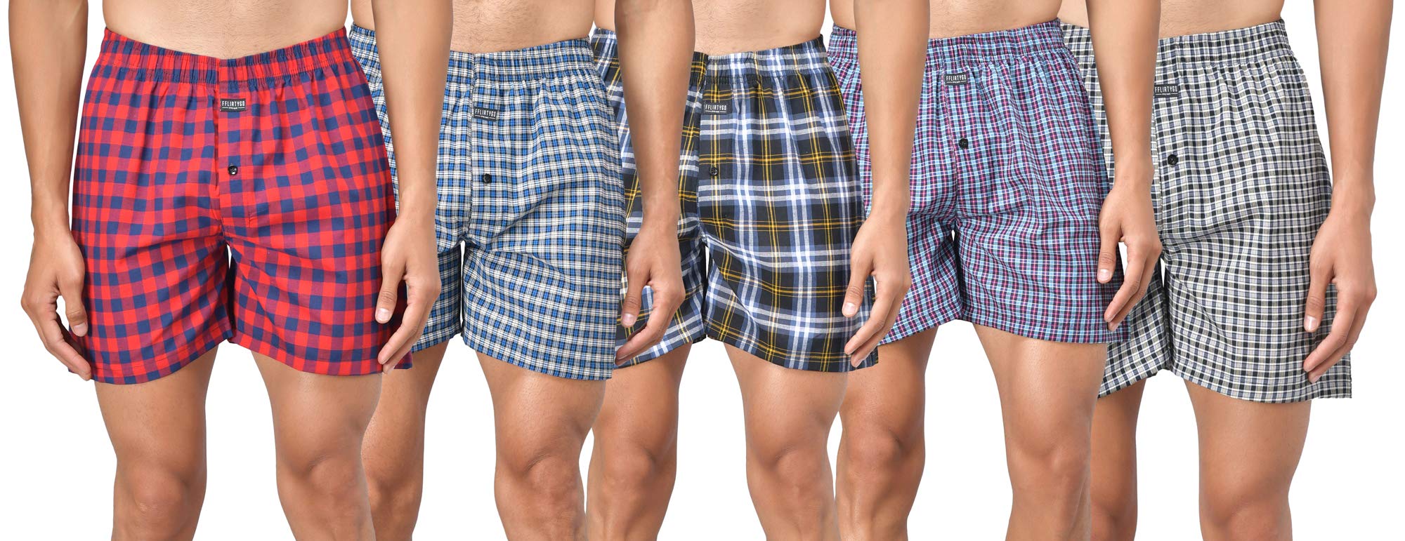 FflirtygoPrime Mens Boxer Combo, 100% Export Quality Soft Boxer Cotton Shorts Combo Pack of 5