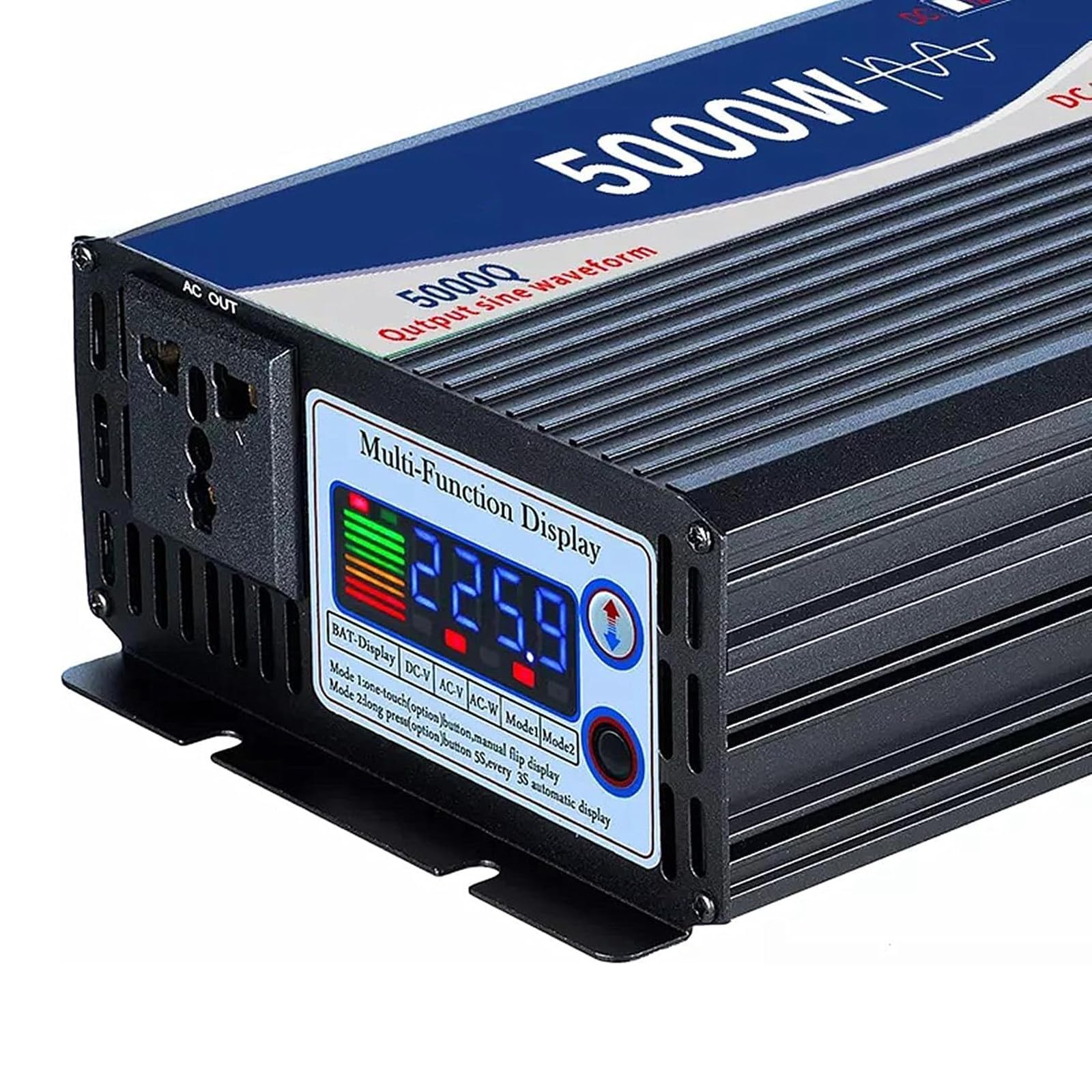Inversor de Corriente de Onda sinusoidal Pura, 12/24/48/60/72 V CC a 220 V CA, inversor de Coche, con Pantalla LCD, 5000/6000 W, para Coche, RV, Barco, Trabajo al Aire Libre,5000W-72V