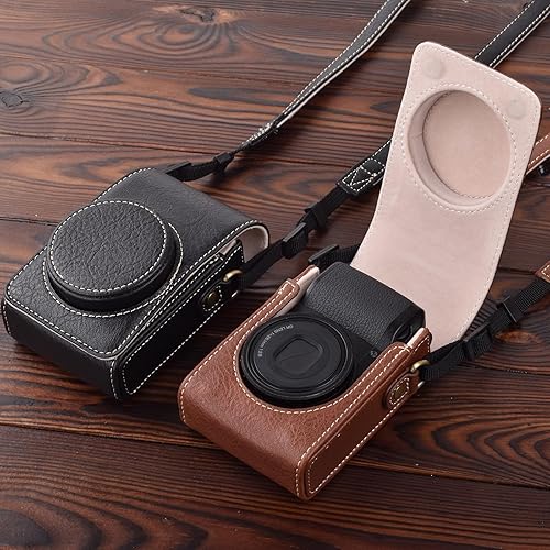 Miniatura 7 de Rieibi Funda para cámara Sony RX100 Series, Sony ZV-1 ZV1, Ricoh GR III GR 3, Panasonic LX10 Lumix DMC-LX10, funda vintage de piel sintética para