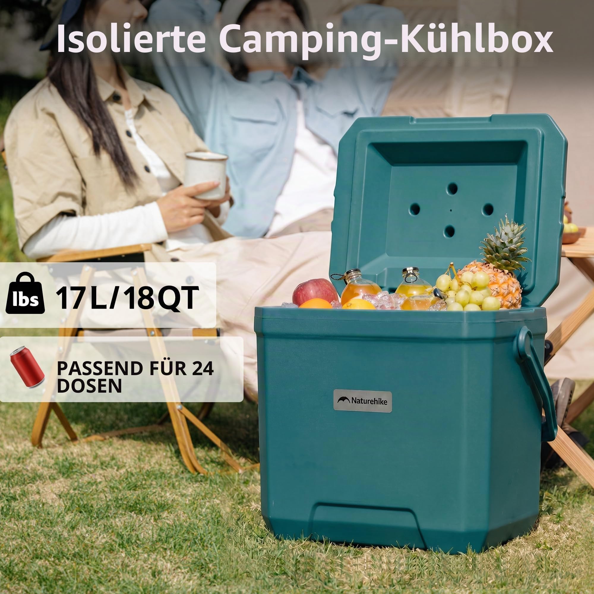 Naturehike Kühlbox 17 Liter/24 Liter/36 Liter Thermobox hochwertige PU Isolierbox 48 Std. Kühlleistung Kühltasche für Camping Picknick Festivals Auto